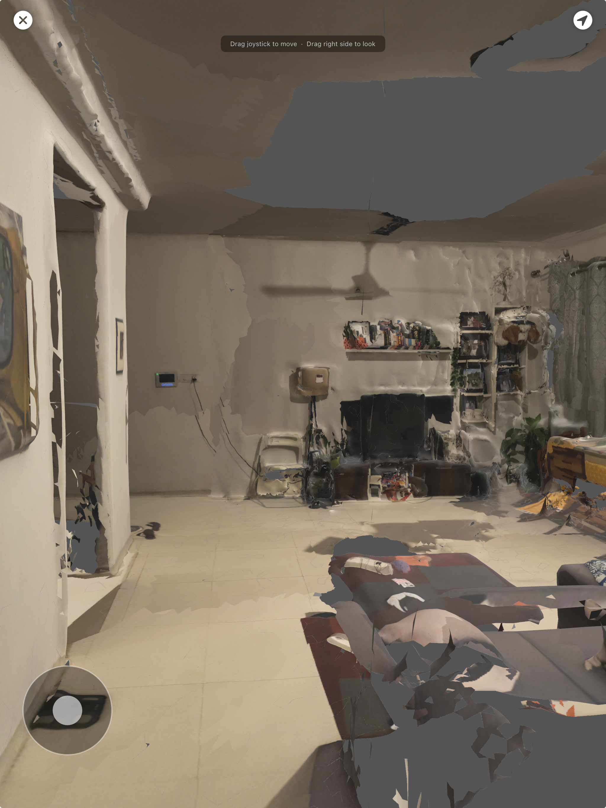 CLAP room scan: navigable first-person view of a reconstructed living room
