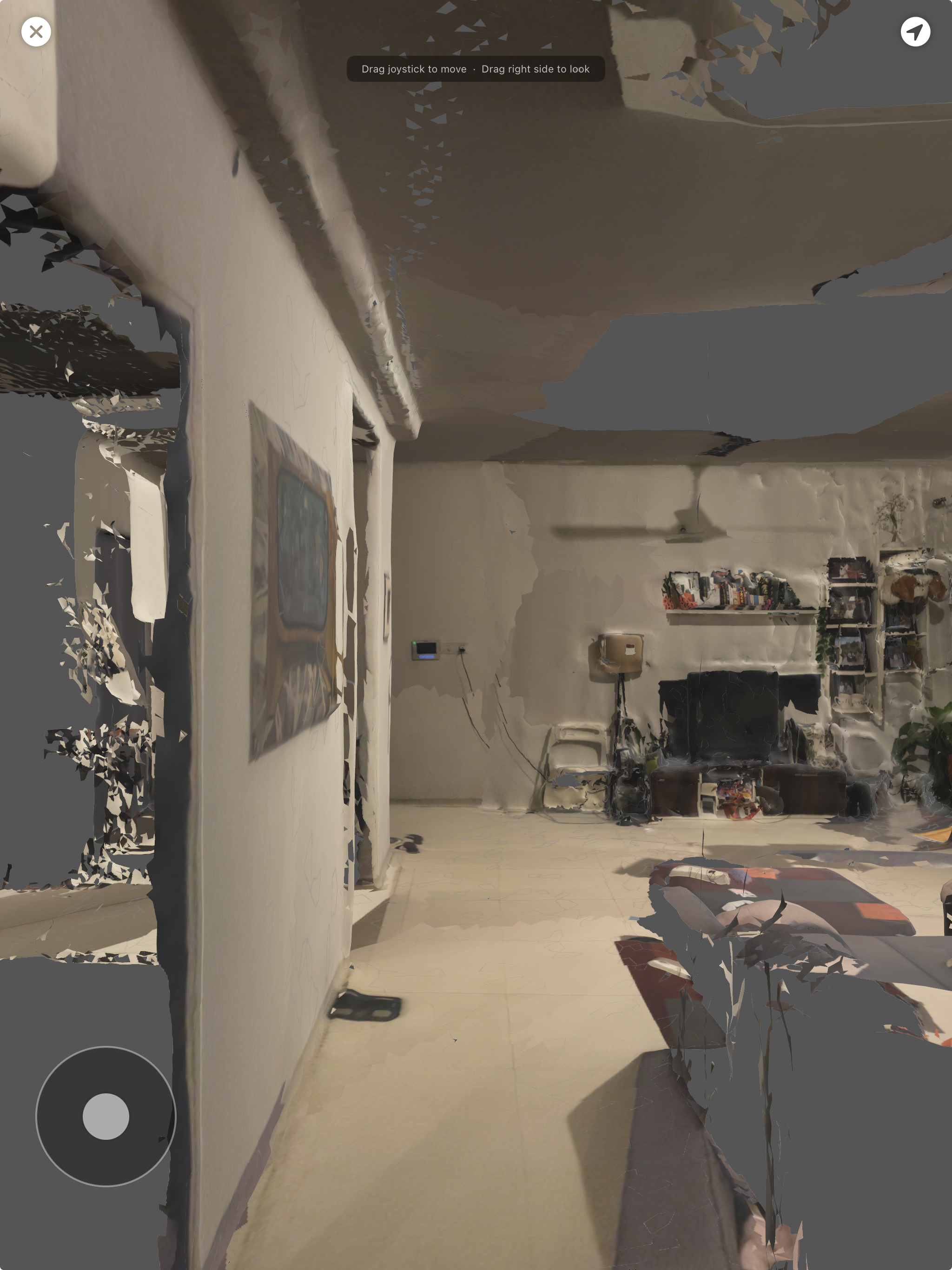 CLAP room scan: second perspective of the reconstructed space showing wall and furniture geometry